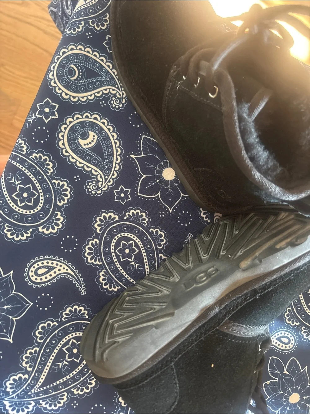 UGG Kids Black Suede Lace-Up Boots